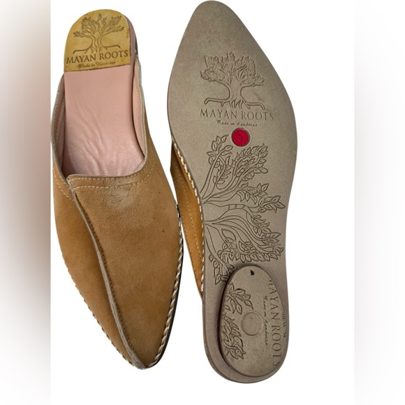 Anthropologie Mayan Roots mustards suede mules 9 - Picture 2 of 5